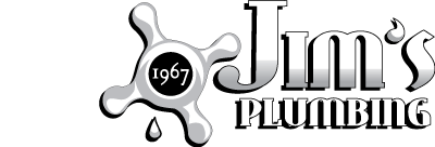 Turn to us to handle your needs Jim’s Plumbing white logo text with white 1967 text in the middle of a faucet handle